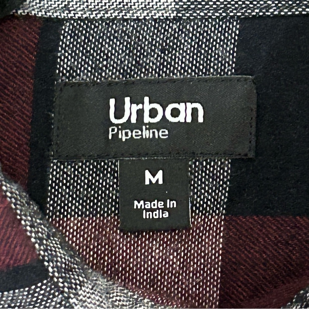 Urban Pipelinene Men’s Softball Button- Downn Plaid Shirt Size M red & black - Picture 6 of 10
